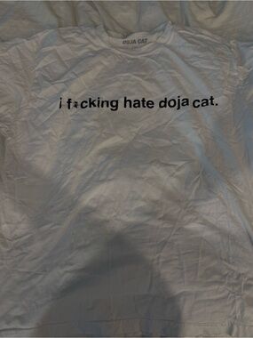 Doja Cat White Graphic Tee - "i f*cking hate doja cat."
